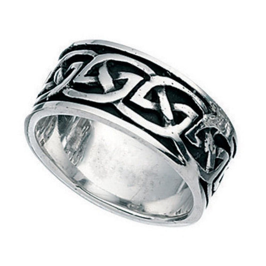 Anello A Fascia Con Disegno Celtico In Argento - BDG Accessories