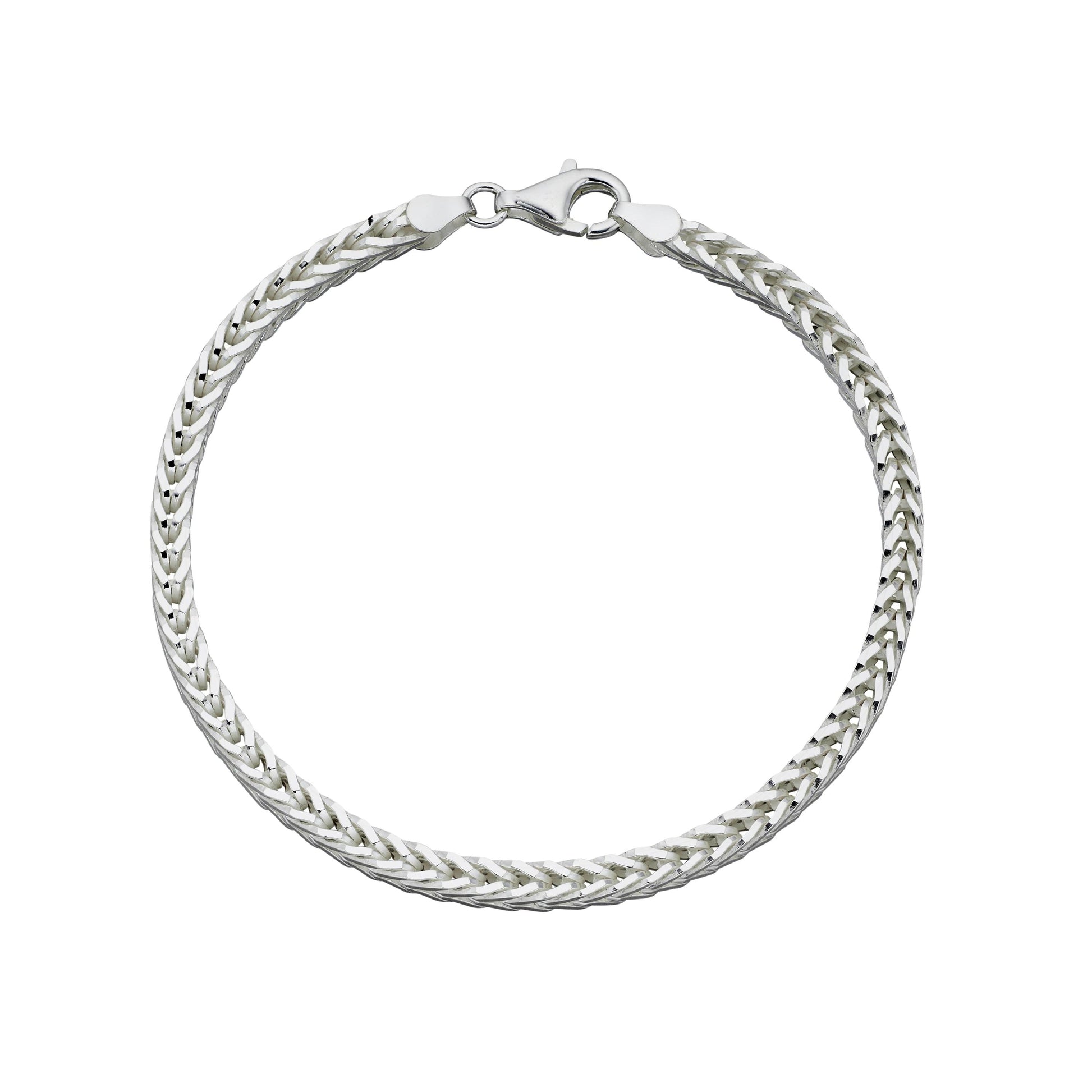 Bracciale argento uomo coda di volpe con chiusura a moschettone design intrecciato