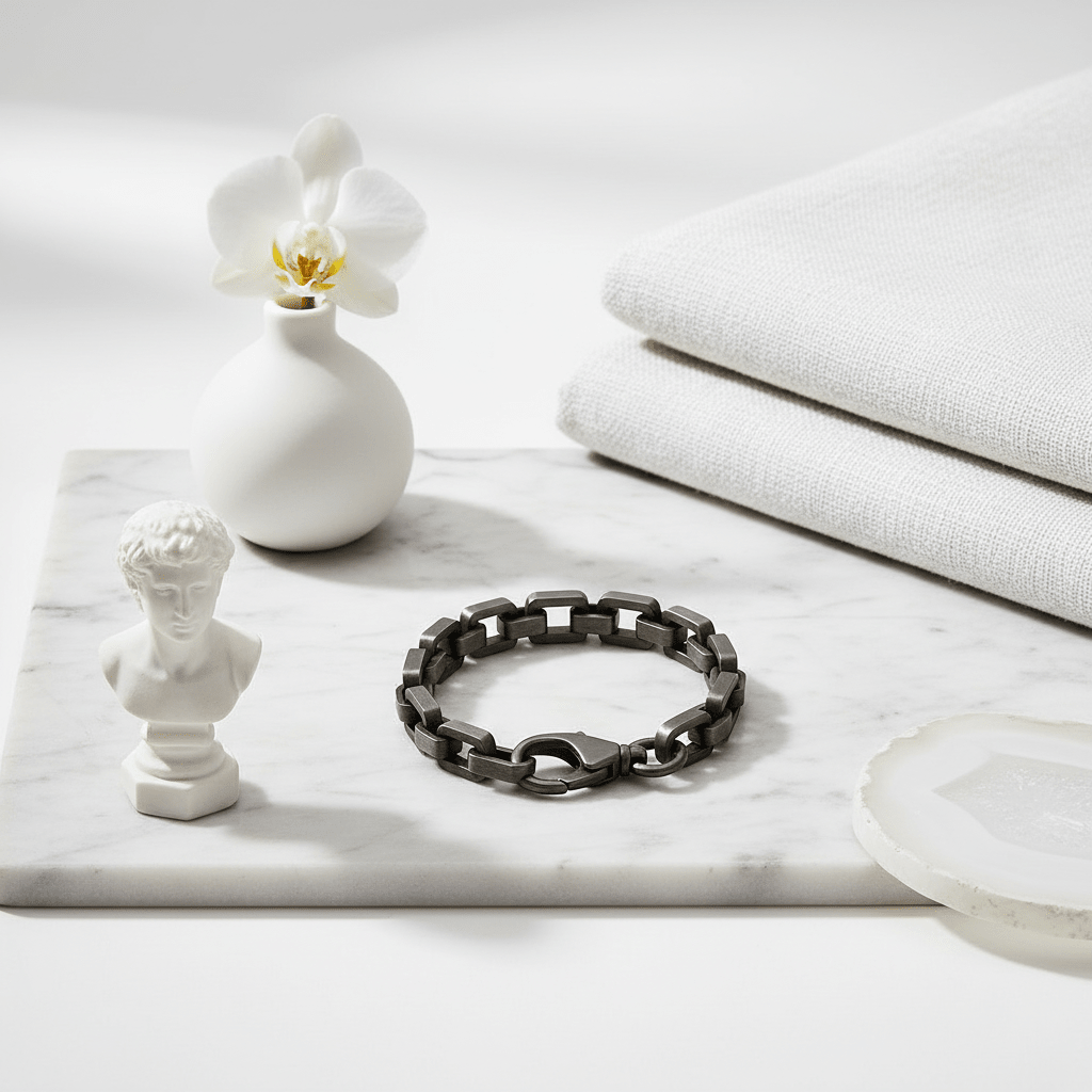Bracciale L'Armatura. un bracciale forte in argento brunito spazzolato - BDG Accessories