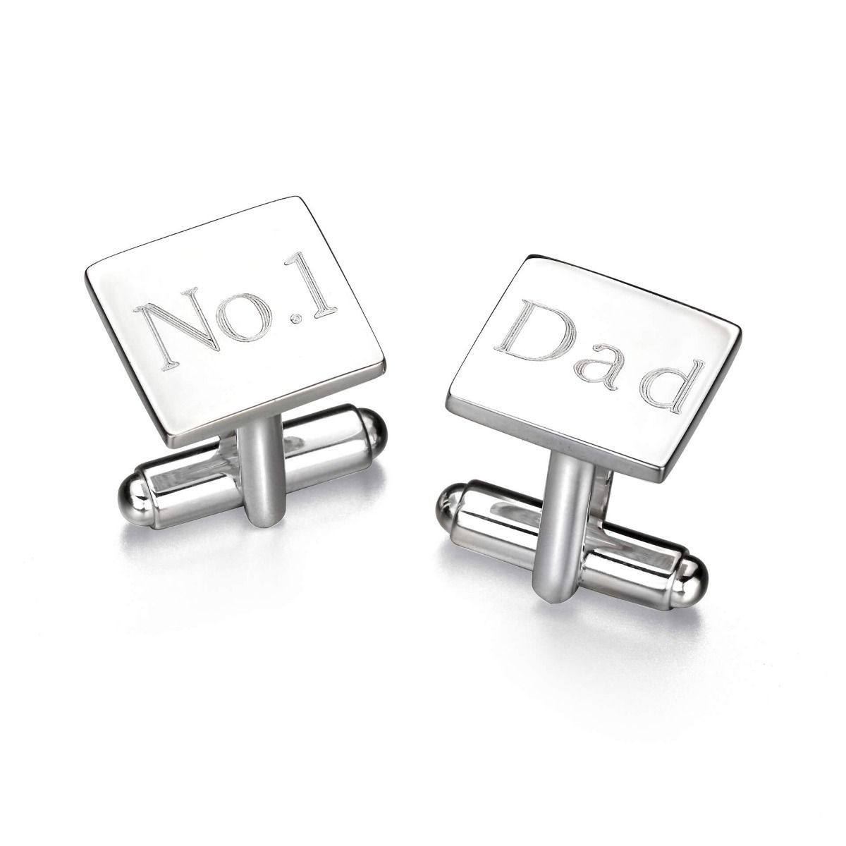 Gemelli da polso quadrati in argento con incisione No.1 Dad per regalo speciale