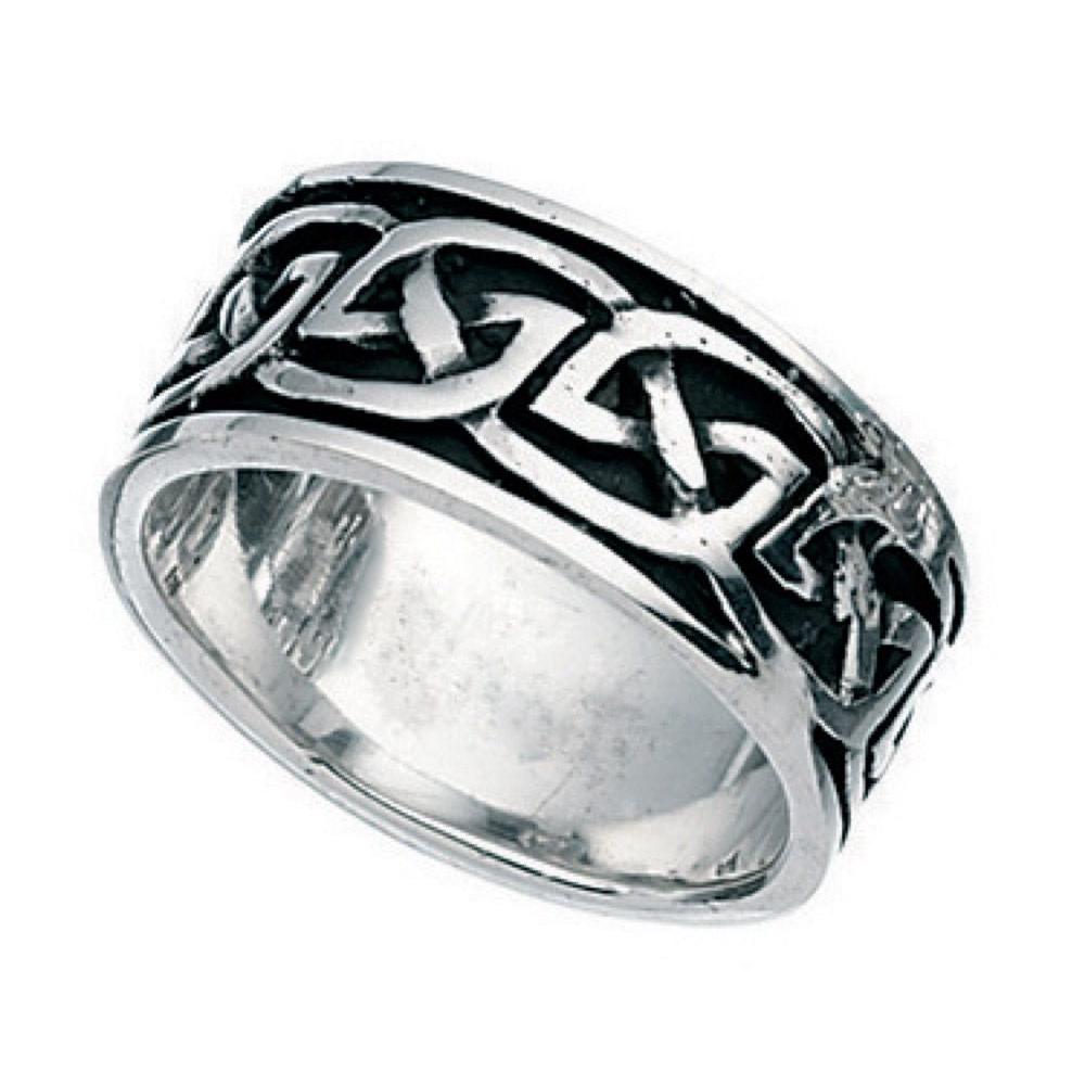 Anello A Fascia Con Disegno Celtico In Argento - BDG Accessories