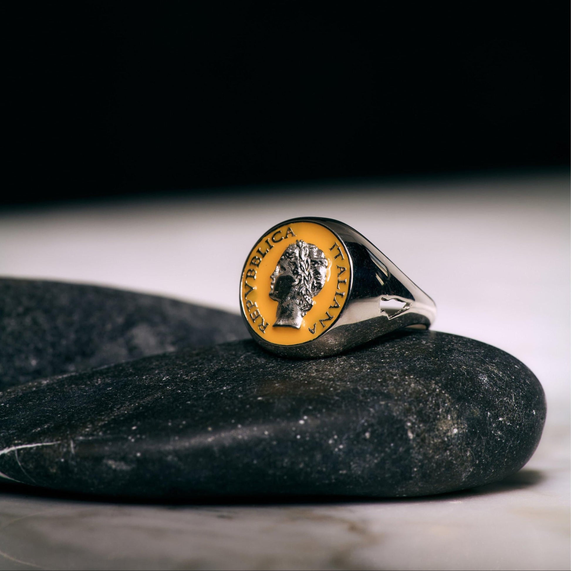 Anello Chevalier Argento Smalto Dolce Vita Anni 50 Vintage - BDG Accessories