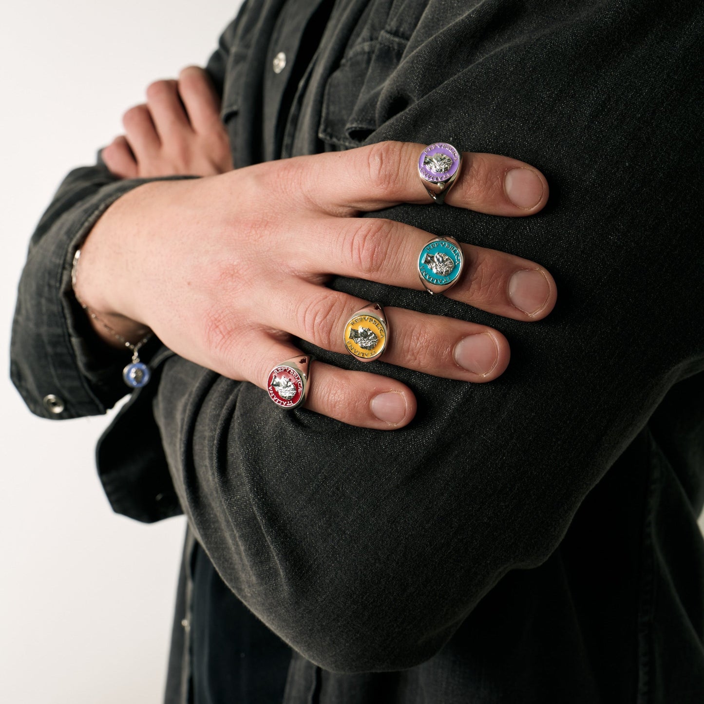 Anello Chevalier Argento Smalto Dolce Vita Anni 50 Vintage - BDG Accessories