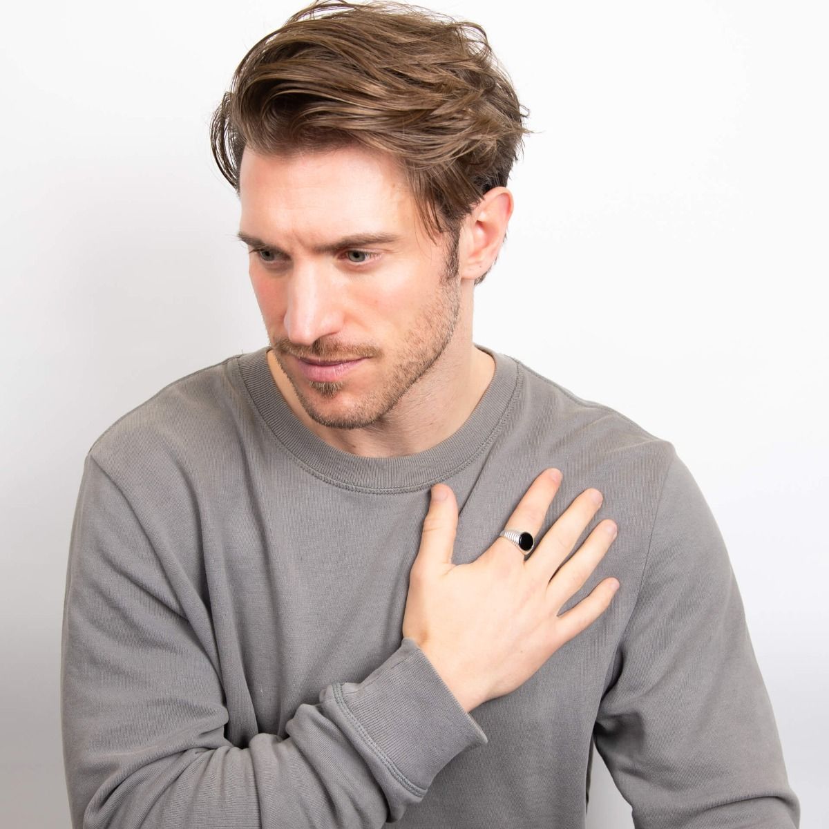 Anello Con Sigillo Onice In Argento Uomo - BDG Accessories