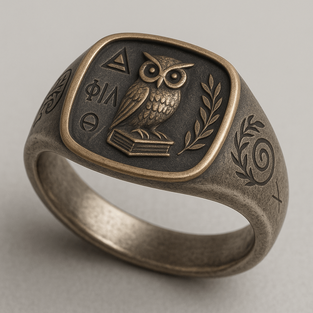 Anello il Saggio Esploratore, uno chevalier in argento per chi ama viaggiare in mete antiche - BDG Accessories