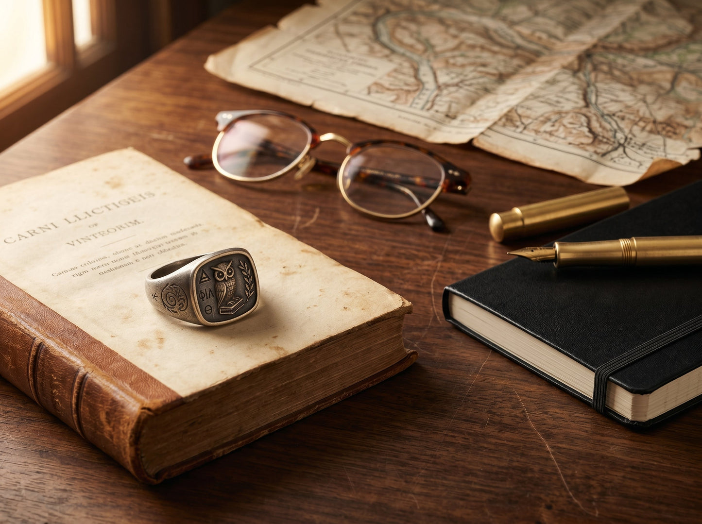 Anello il Saggio Esploratore, uno chevalier in argento per chi ama viaggiare in mete antiche - BDG Accessories