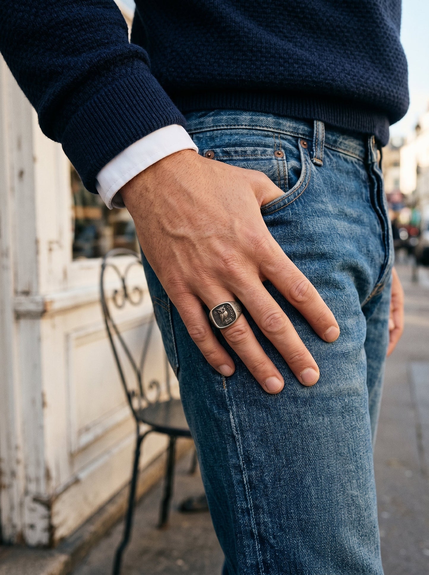 Anello il Saggio Esploratore, uno chevalier in argento per chi ama viaggiare in mete antiche - BDG Accessories