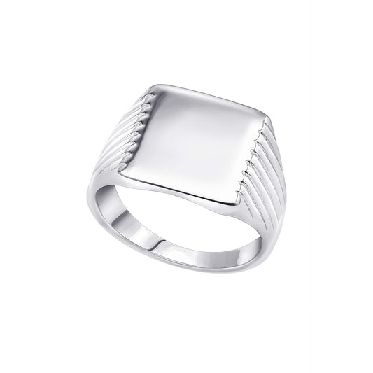BDG Accessories Anello Con Sigillo Quadrato In Argento Uomo - BDG Accessories