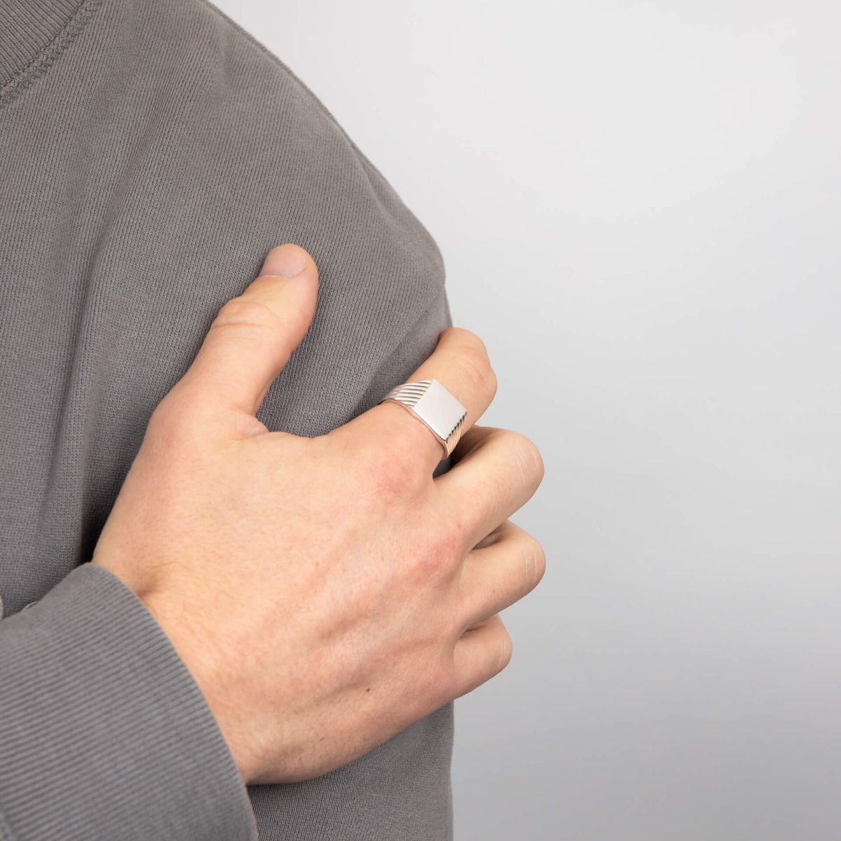 BDG Accessories Anello Con Sigillo Quadrato In Argento Uomo - BDG Accessories