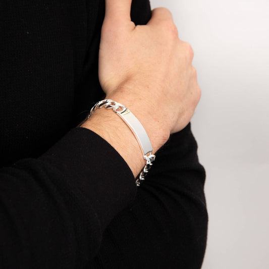 BDG Accessories Bracciale ID Bar Uomo Argento Elegante - BDG Accessories