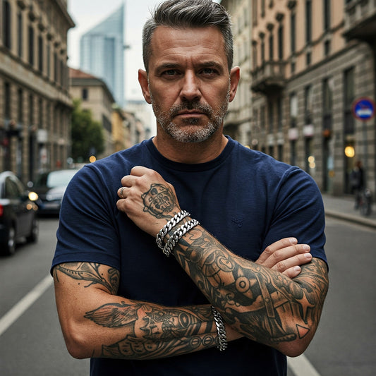 Bracciale Uomo Argento Maglie Groumette Pesante - BDG Accessories