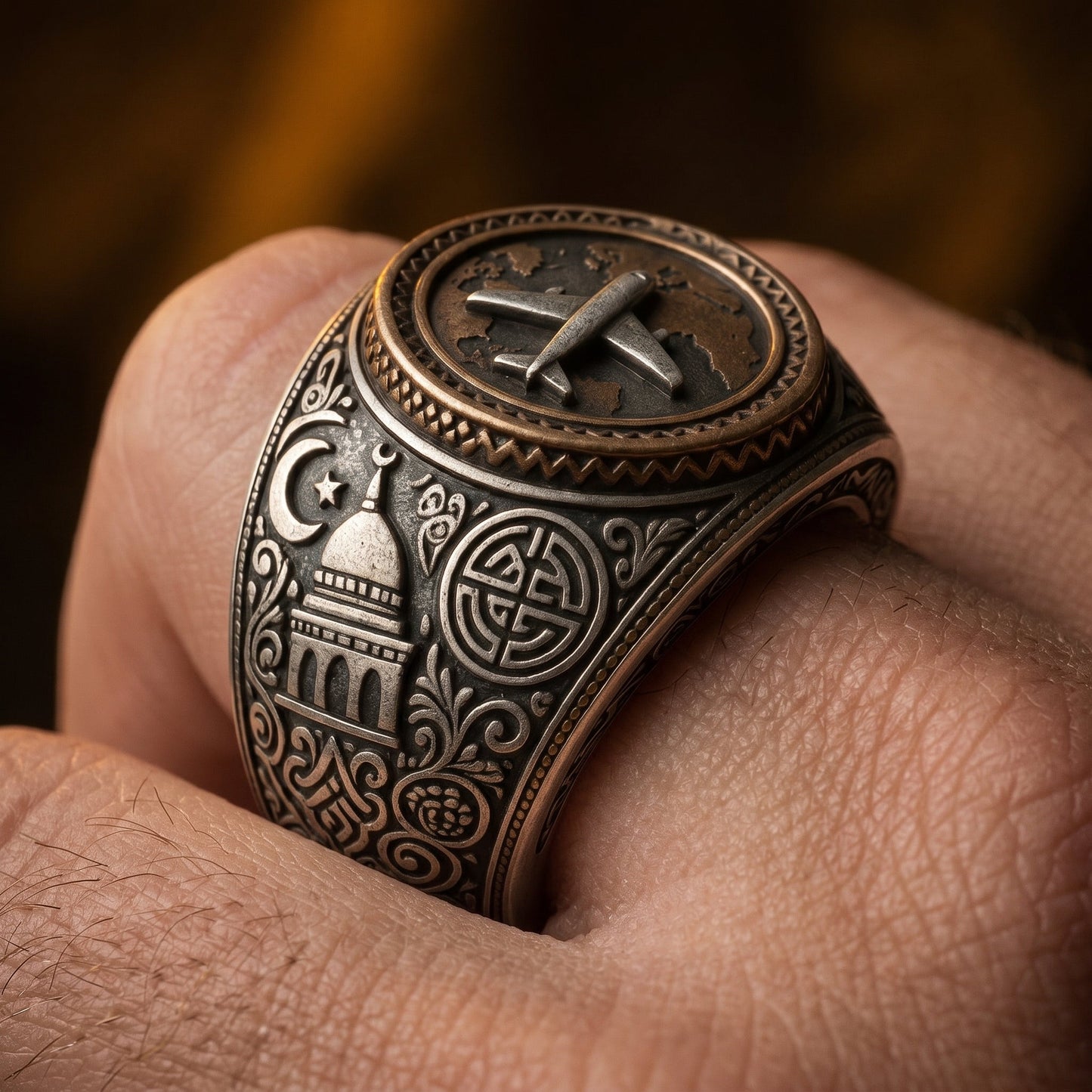Chevalier Il viaggiatore - Anello in argento invecchiato o Bronzo vissuto - BDG Accessories