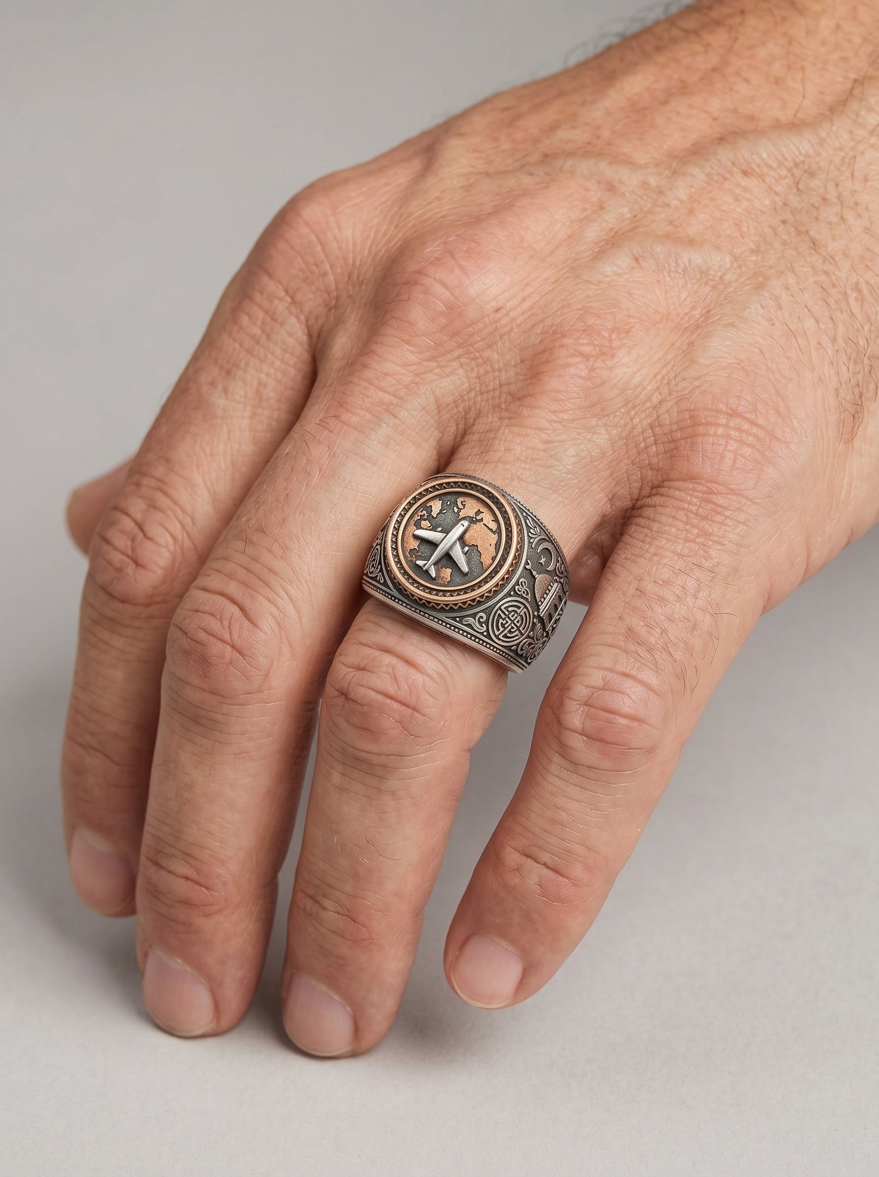 Chevalier Il viaggiatore - Anello in argento invecchiato o Bronzo vissuto - BDG Accessories