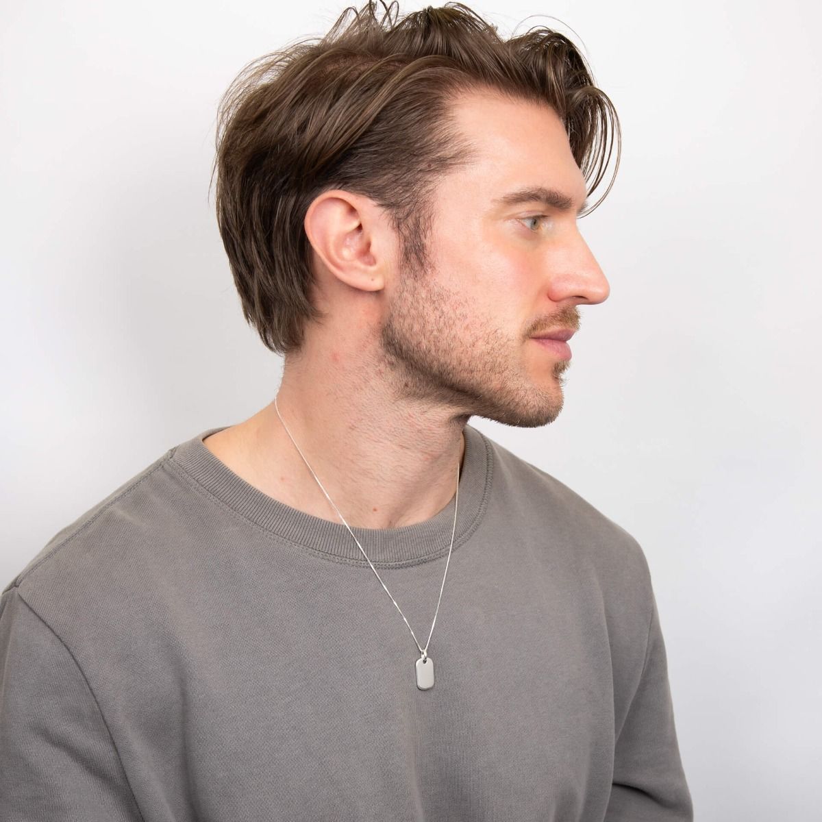 Collana Tag In Argento Bianco Moderno Unisex - BDG Accessories