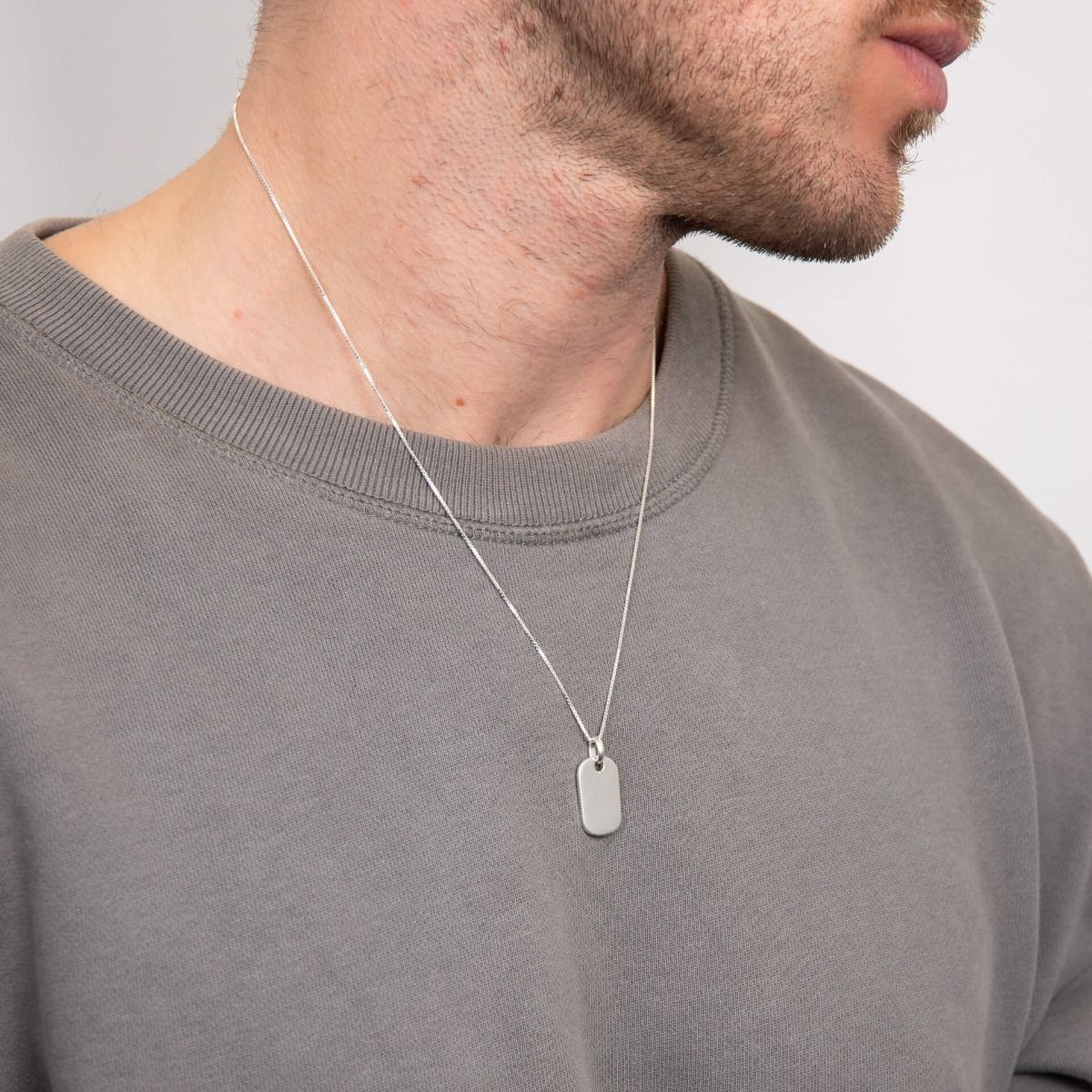 Collana Tag In Argento Bianco Moderno Unisex - BDG Accessories