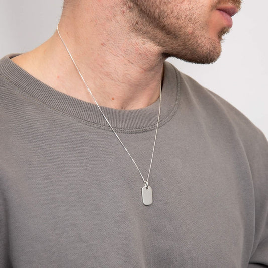 Collana Tag In Argento Bianco Moderno Unisex - BDG Accessories