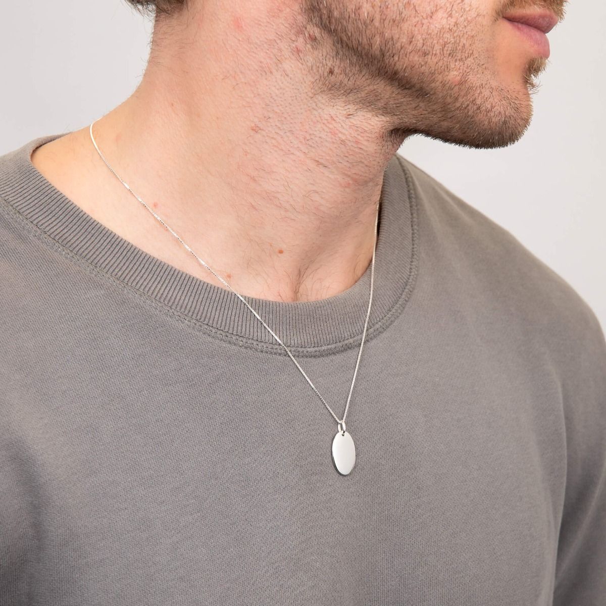 Collana Tag In Argento Con Ciondolo Ovale Uomo - BDG Accessories