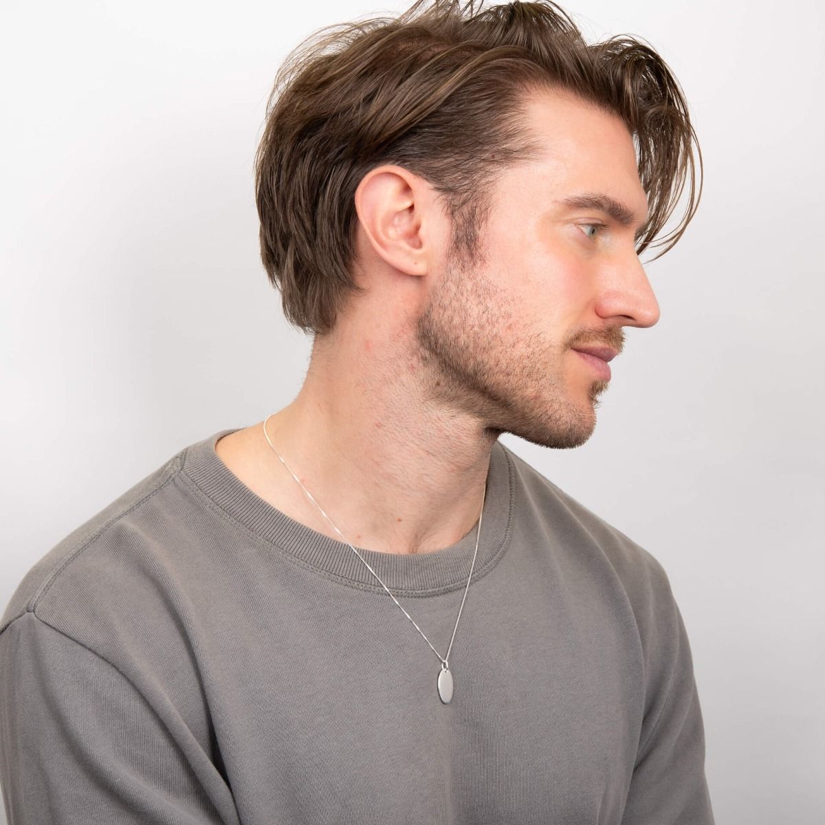 Collana Tag In Argento Con Ciondolo Ovale Uomo - BDG Accessories