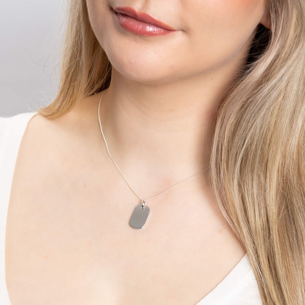 White Rounded Tag Necklace